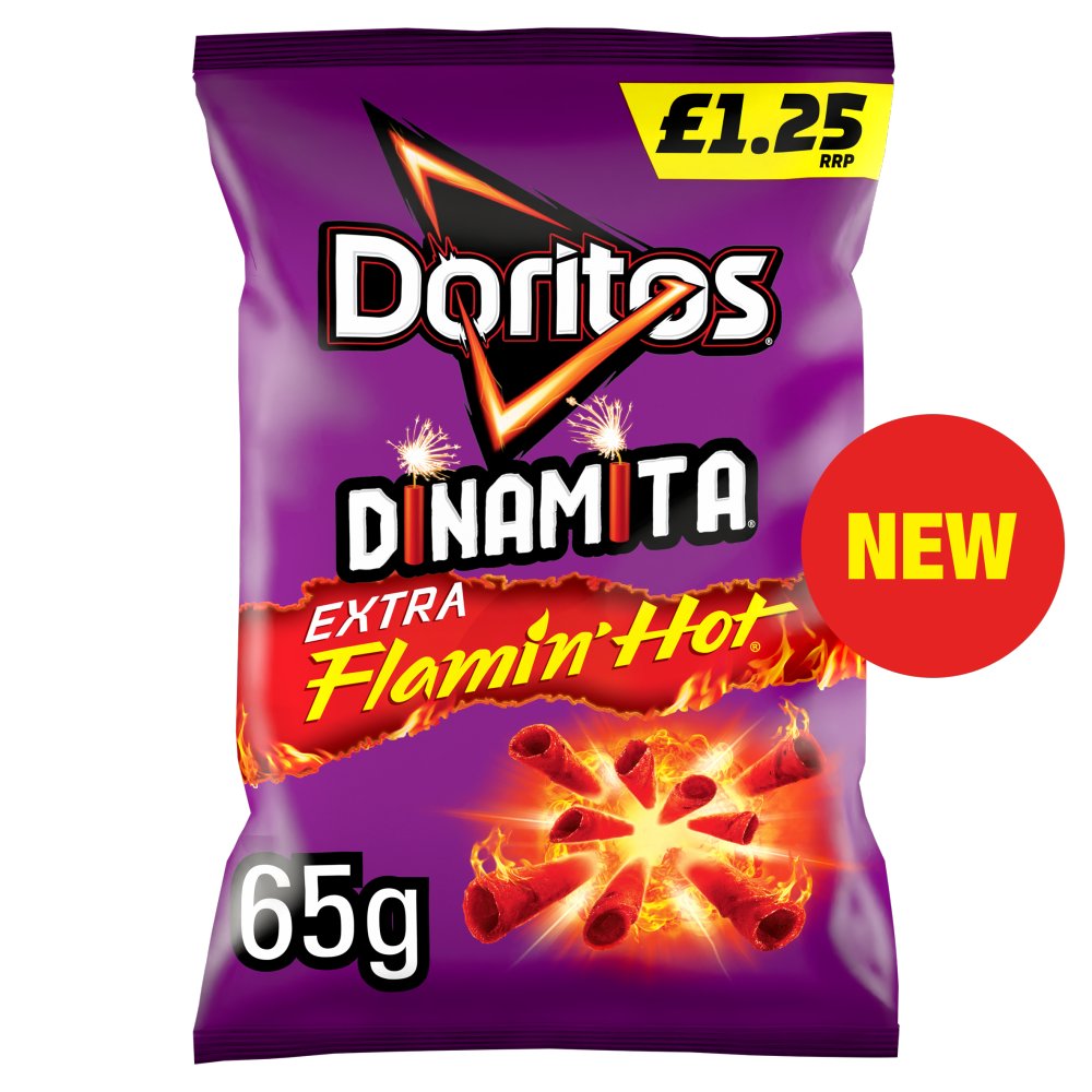 Doritos Extra Flamin' Hot Sharing Bag Crisps 65g (Pack of 20)