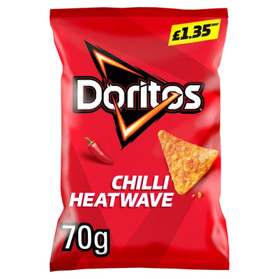 Doritos Chilli Heatwave Tortilla Chips Sharing Bag Crisps 70g (Pack of 18)