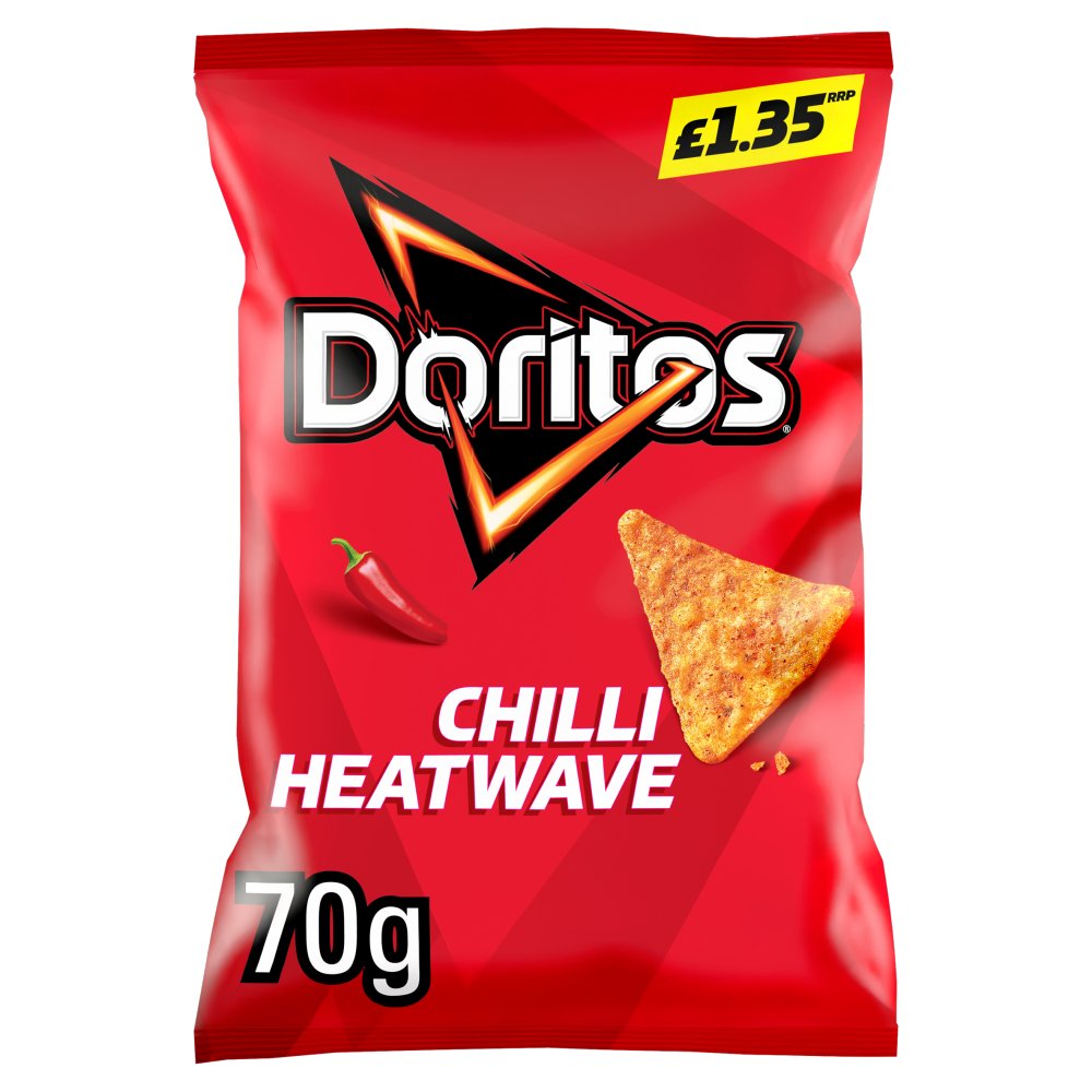 Doritos Chilli Heatwave Tortilla Chips Sharing Bag Crisps 70g (Pack of 18)