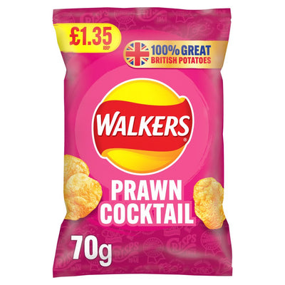 Walkers Prawn Cocktail Sharing Crisps 70g (Pack of 18)
