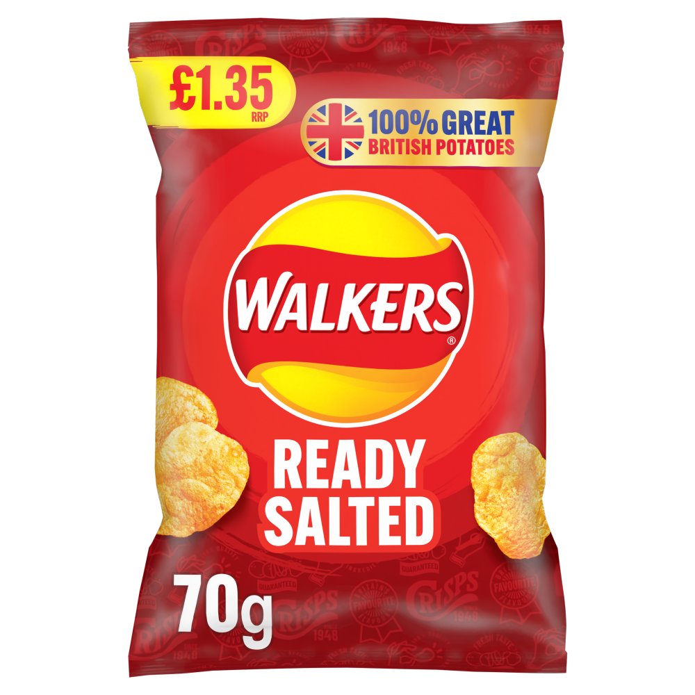 Walkers Ready Salted Crisps 70g (Pack of 18)