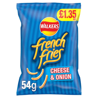 Walkers French Fries Cheese & Onion Snacks Crisps 54g (Pack of 18)