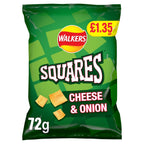 Walkers Squares Cheese and Onion Crisps 72g (Pack of 18)
