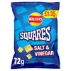 Walkers Squares Salt & Vinegar Snacks Crisps 72g (Pack of 18)