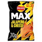 Walkers MAX Jalapeno & Cheese Sharing Crisps 70g (Pack of 15)