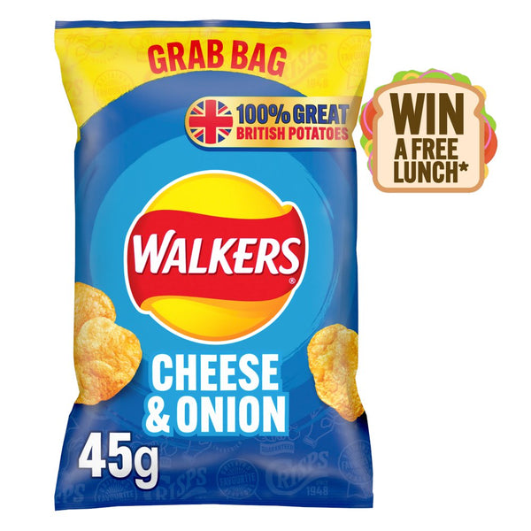 Walkers Cheese & Onion Crisps 45g (Pack of 32)