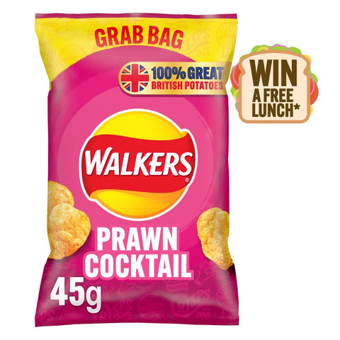 Walkers Prawn Cocktail Crisps 45g (Pack of 32)