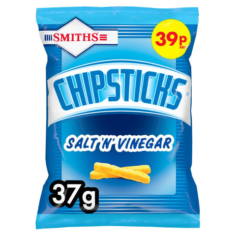 Smiths Chipsticks Salt & Vinegar Snacks Crisps 37g (Pack of 30)