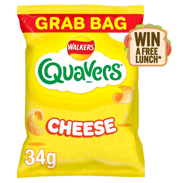 Walkers Quavers Cheese Snacks Crisps 34g (Pack of 30)