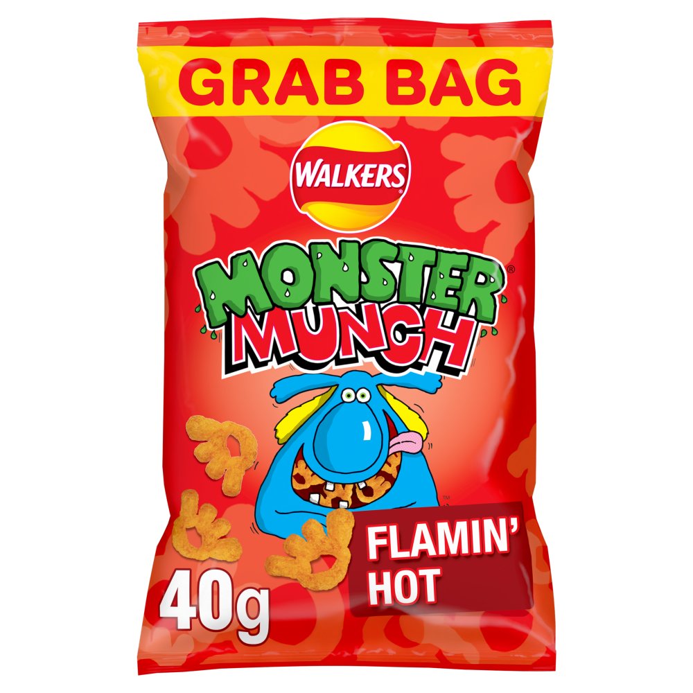 Walkers Monster Munch Flamin' Hot Snacks Crisps 40g (Pack of 30)