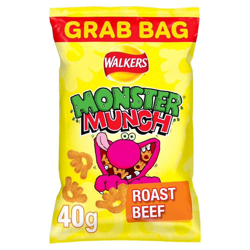 Walkers Monster Munch Roast Beef Snacks Crisps 40g (Pack of 30)