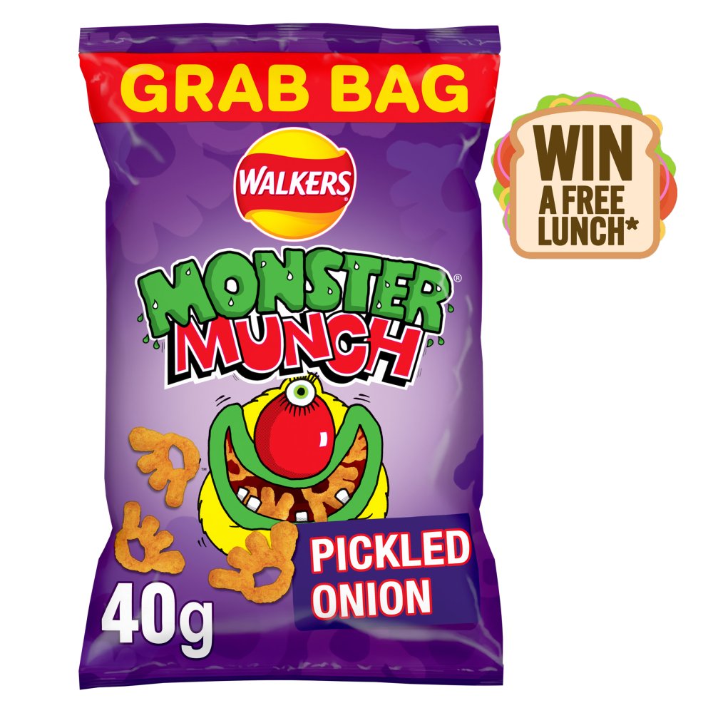 Walkers Monster Munch Pickled Onion Snacks Crisps 40g (Pack of 30)