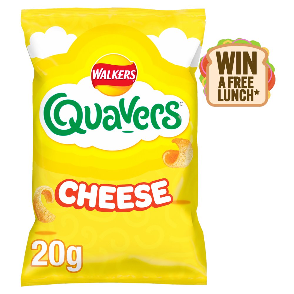 Walkers Quavers Cheese Snacks Crisps 20g (Pack of 32)