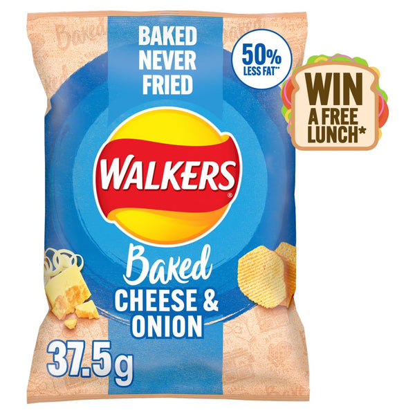 Walkers Baked Cheese & Onion Snacks Crisps 37.5g (Pack of 32)