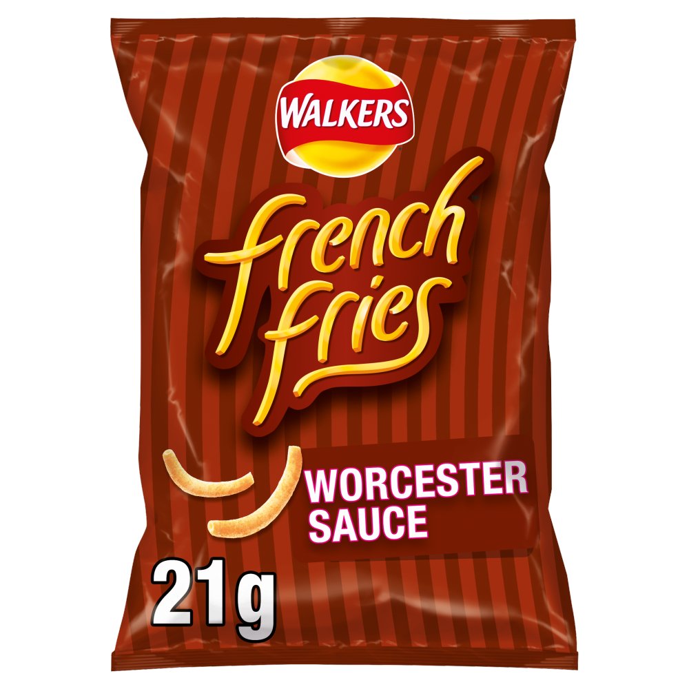Walkers French Fries Worcester Sauce Snacks Crisps 21g (Pack of 32)