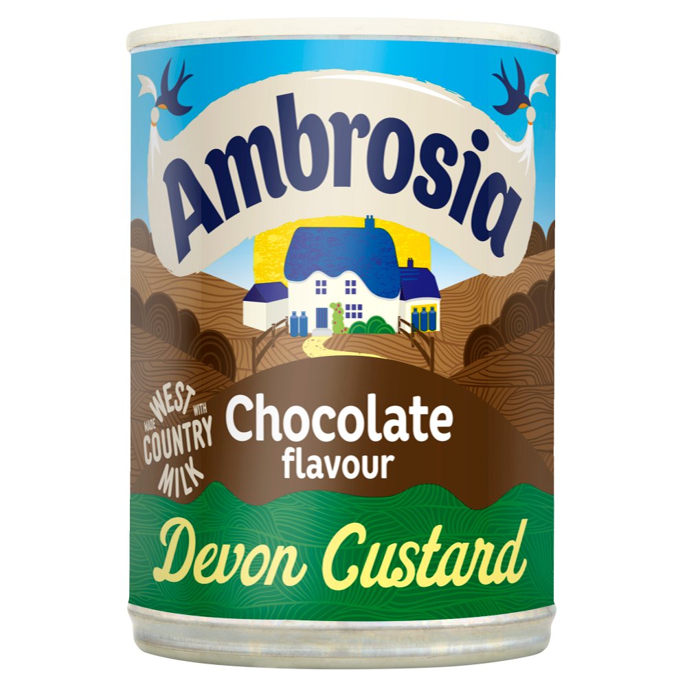 Ambrosia Ready To Serve Chocolate Flavour Devon Custard Can 400g (Pack of 12)