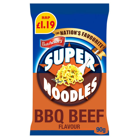 Batchelors Super Noodles BBQ Beef Flavour Instant Noodle Block 90g (Pack of 8)