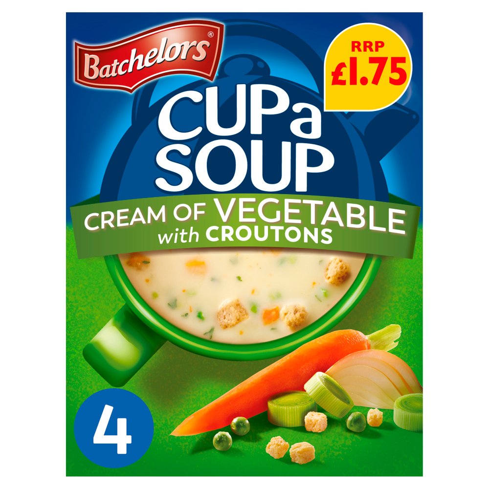 Batchelors Cup a Soup Cream of Vegetable 4 Instant Soup Sachets 122g (Pack of 9)