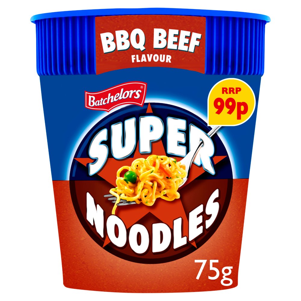 Batchelors Super Noodles BBQ Beef Flavour 75g (Pack of 8)
