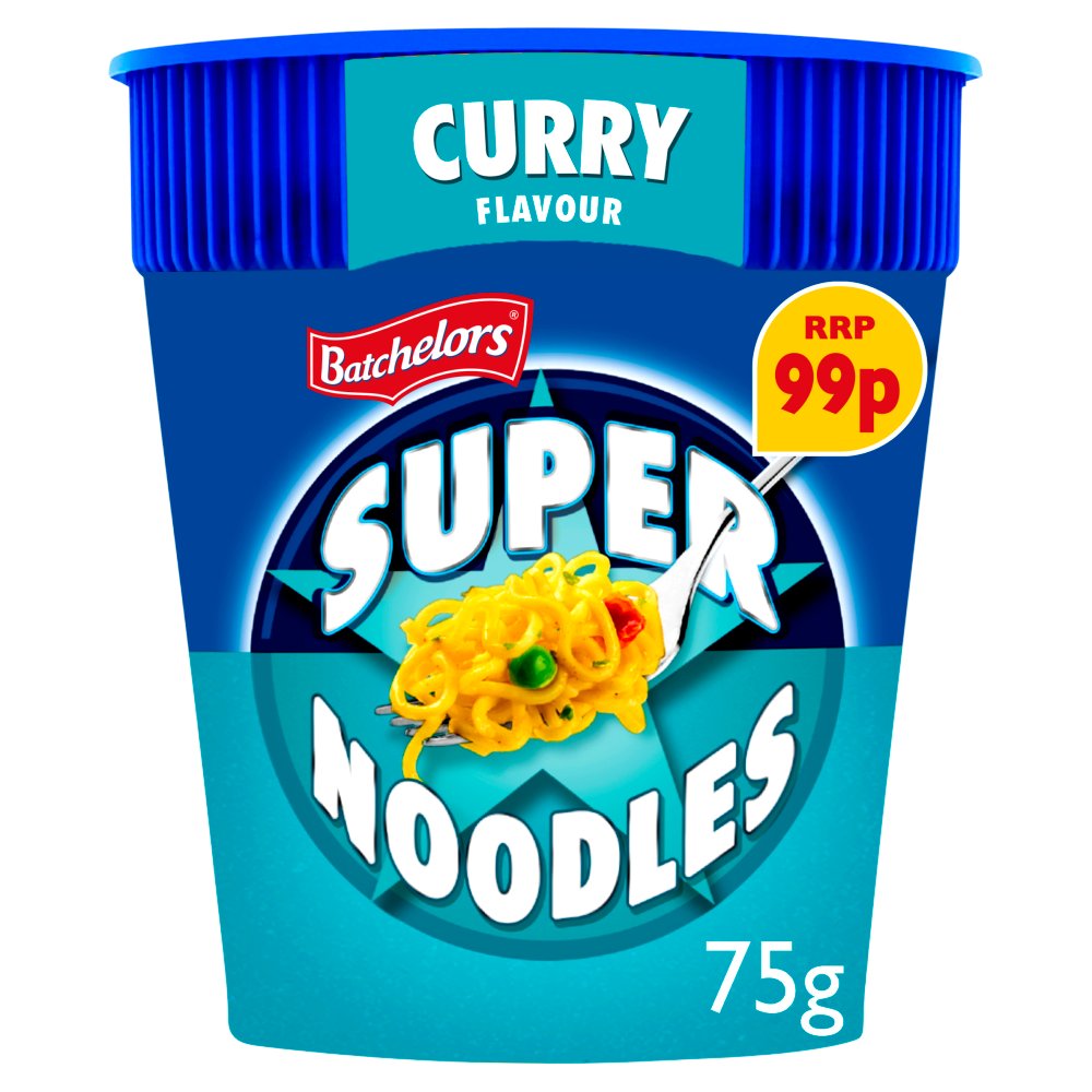 Batchelors Super Noodles Curry Flavour Instant Noodle Pot 75g (Pack of 8)