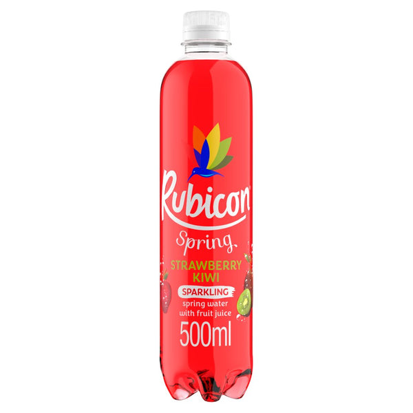 Rubicon Spring Strawberry Kiwi Flavoured Sparkling Spring Water, 500ml (Pack of 12)