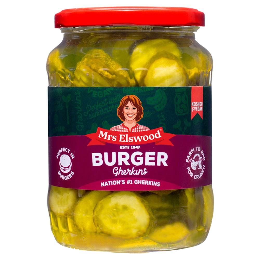 Mrs Elswood Burger Gherkins 670g (Pack of 6)