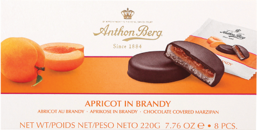 ANTHON BERG Apricot in Brandy Marzipan Chocolates 220g (Pack of 12)