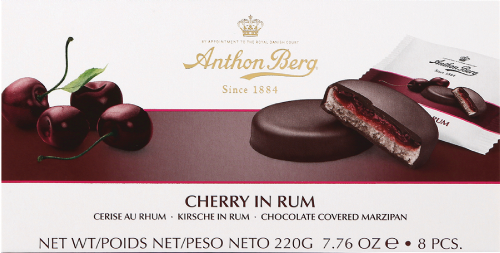 ANTHON BERG Cherry in Rum Marzipan Chocolates 220g (Pack of 12)