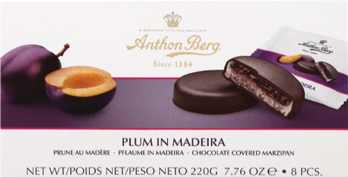 ANTHON BERG Plum in Madeira Marzipan Chocolates 220g (Pack of 12)