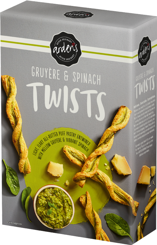 ARDEN'S Twists - Gruyere & Spinach 100g (Pack of 10)