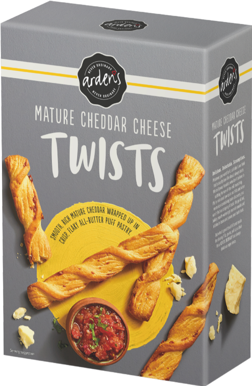 ARDEN'S Twists - Cheddar Cheese 125g (Pack of 8)
