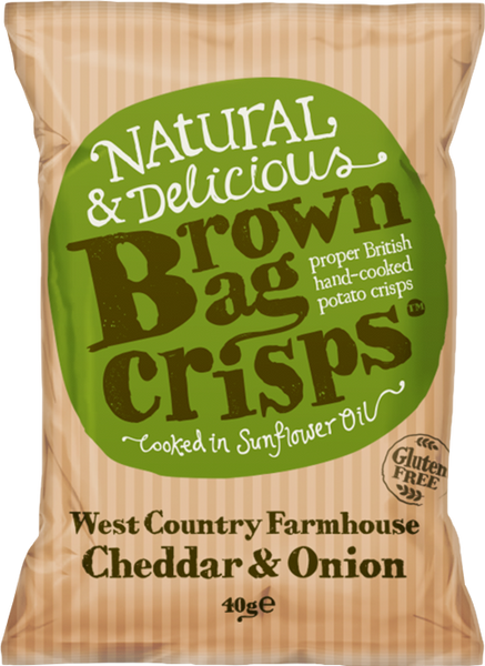 BROWN BAG CRISPS West Country Cheddar & Onion 40g (Pack of 20)