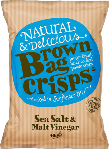 BROWN BAG CRISPS Sea Salt & Malt Vinegar 40g (Pack of 20)