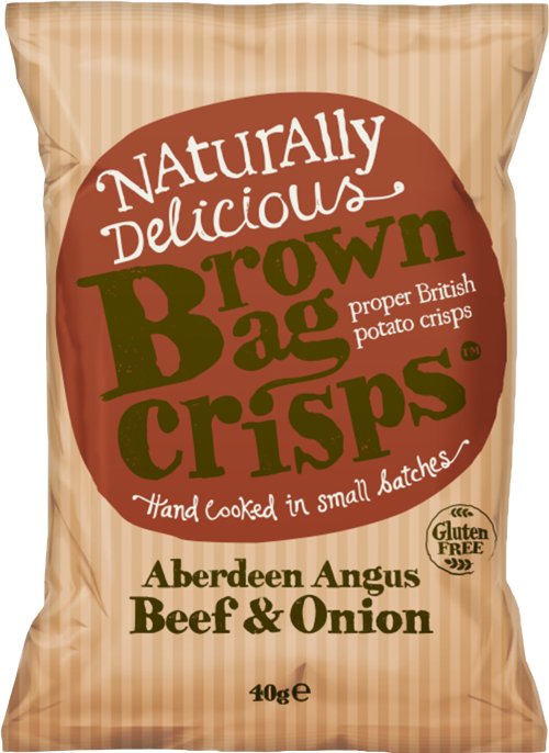 BROWN BAG CRISPS Aberdeen Angus Beef & Onion 40g (Pack of 20)