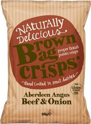 BROWN BAG CRISPS Aberdeen Angus Beef & Onion 40g (Pack of 20)