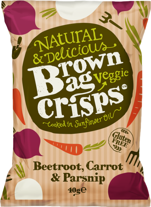 BROWN BAG CRISPS Beetroot, Carrot & Parsnip 40g (Pack of 15)