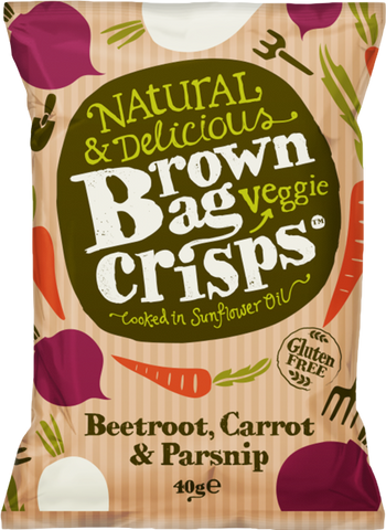 BROWN BAG CRISPS Beetroot, Carrot & Parsnip 40g (Pack of 15)