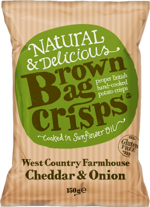 BROWN BAG CRISPS West Country Cheddar & Onion 150g (Pack of 10)