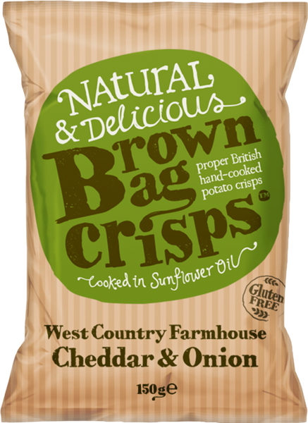 BROWN BAG CRISPS West Country Cheddar & Onion 150g (Pack of 10)