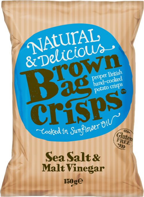 BROWN BAG CRISPS Sea Salt & Malt Vinegar 150g (Pack of 10)