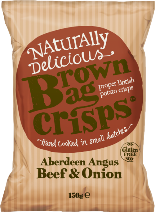 BROWN BAG CRISPS Aberdeen Angus Beef & Onion 150g (Pack of 10)