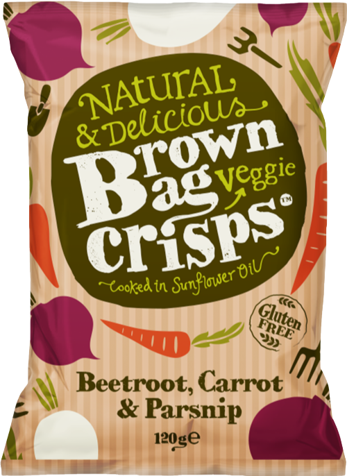 BROWN BAG CRISPS Beetroot, Carrot & Parsnip 120g (Pack of 10)