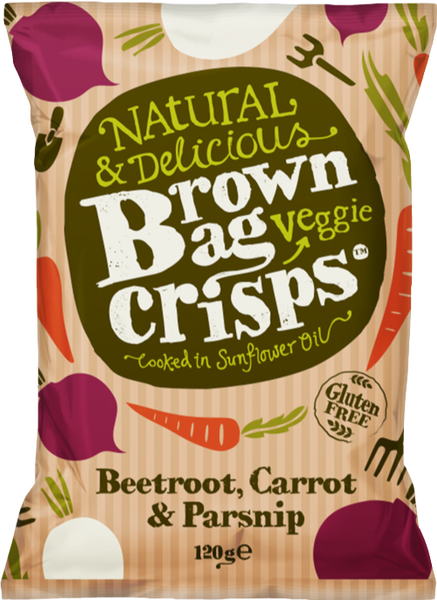 BROWN BAG CRISPS Beetroot, Carrot & Parsnip 120g (Pack of 10)