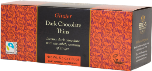 BEECH'S Ginger Dark Chocolate Thins 150g (Pack of 8)