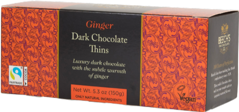 BEECH'S Ginger Dark Chocolate Thins 150g (Pack of 8)