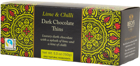 BEECH'S Lime & Chilli Dark Chocolate Thins 150g (Pack of 8)