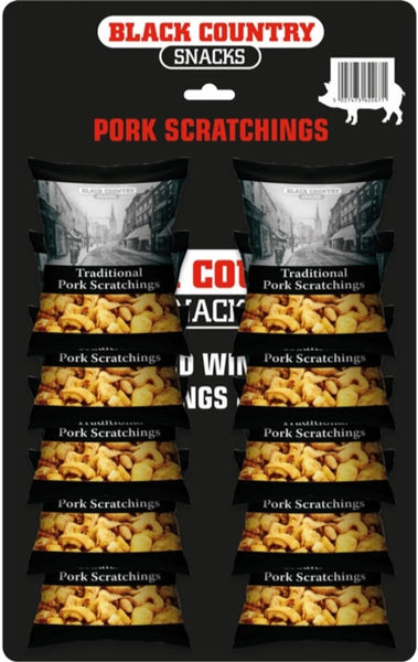 BLACK COUNTRY SNACKS Trad Pork Scratchings Carded 45g (2x12) (Pack of 24)