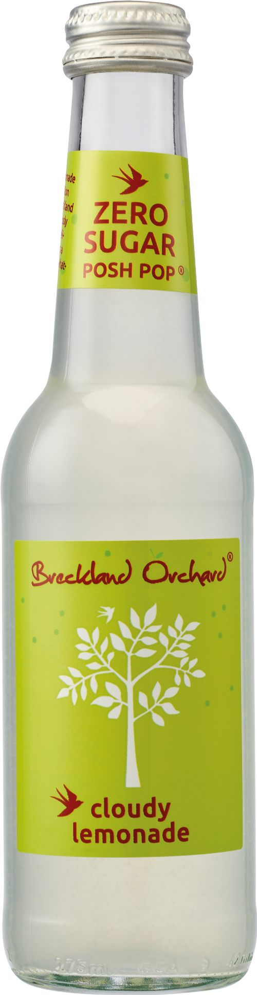 BRECKLAND ORCHARD Zero Sugar Posh Pop Cloudy Lemonade 275ml (Pack of 12)