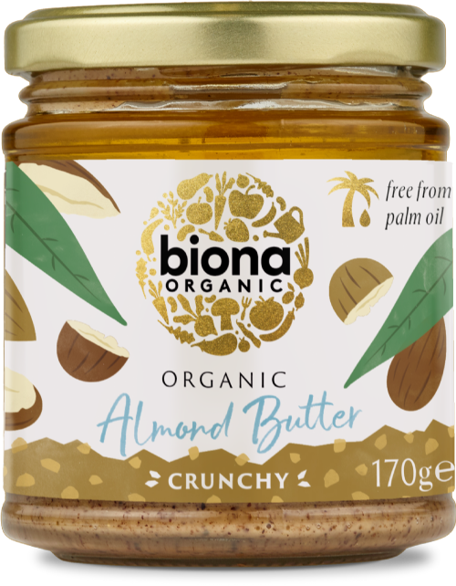 BIONA Organic Almond Butter - Crunchy 170g (Pack of 6)