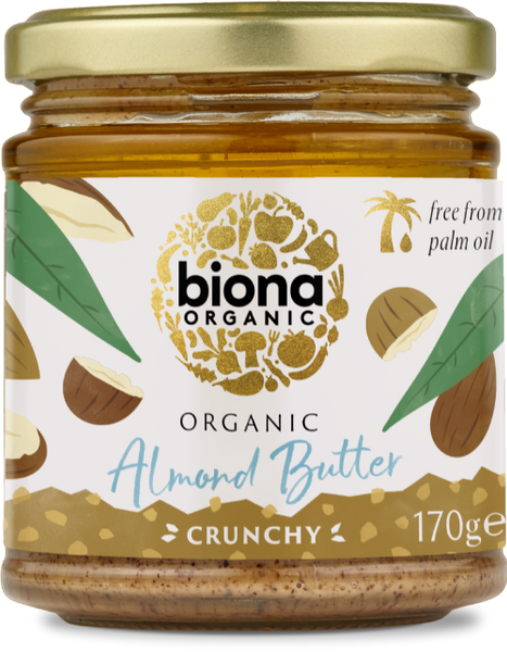 BIONA Organic Almond Butter - Crunchy 170g (Pack of 6)